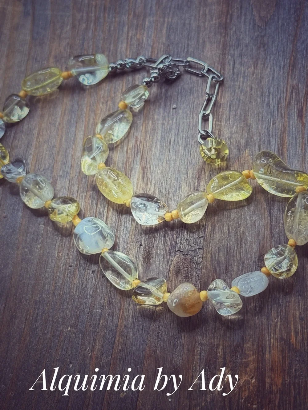 LUXURY + Yellow citrine nugget Beaded choker chunky Necklace